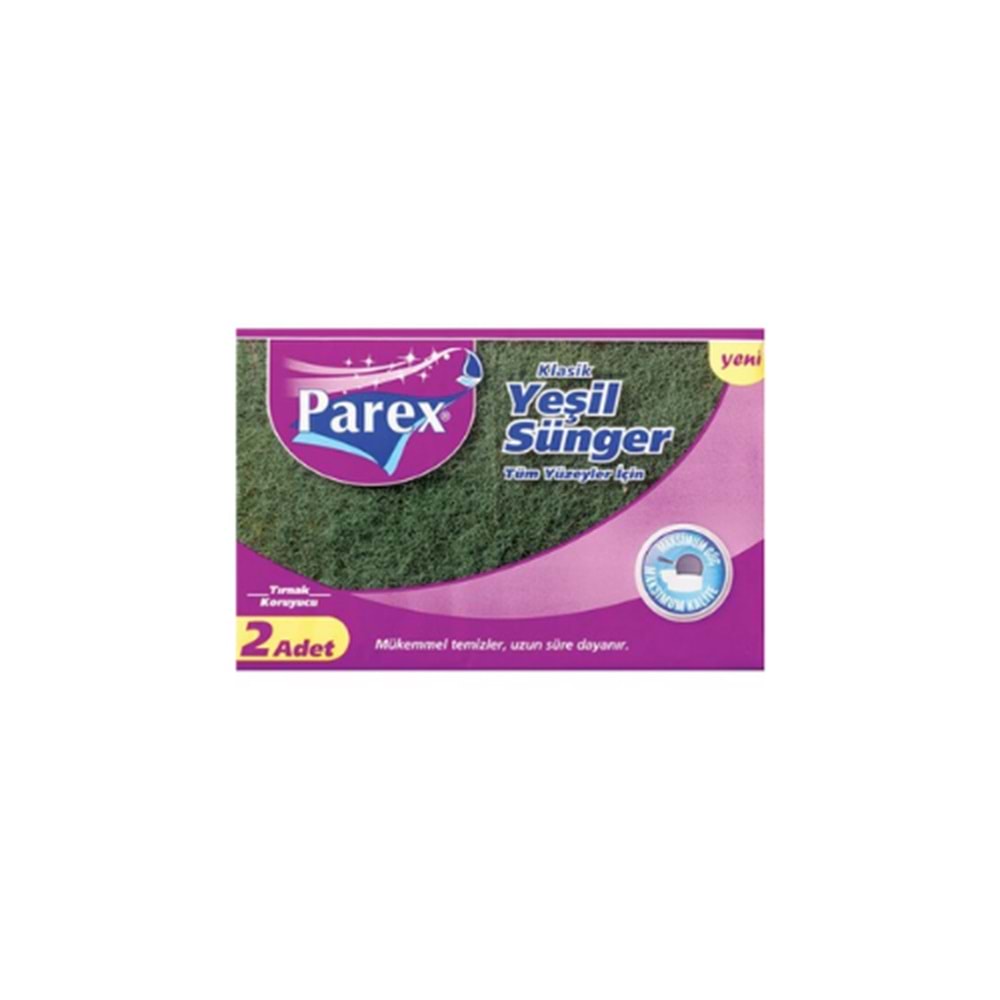 PAREX KLASİK YEŞİL OLUKLU SÜNGER 2 li PAKET İÇİ 24 AD)
