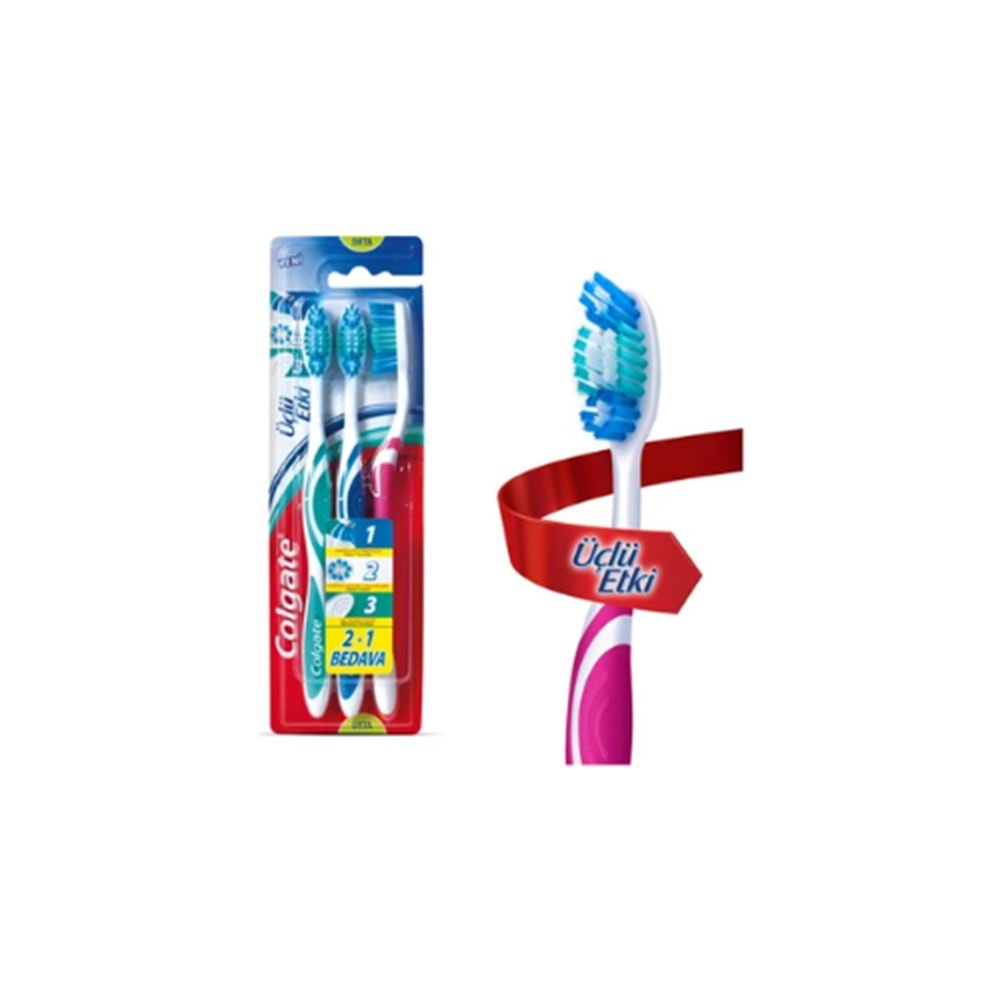 COLGATE DİŞ FIRÇ.3 LÜ ETKİ ORTA(PAKET İÇİ 12 AD)