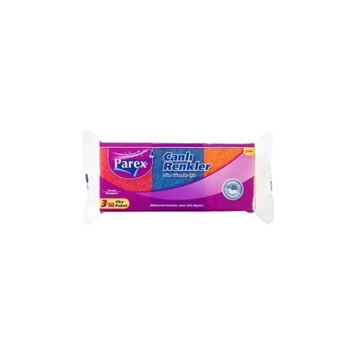 PAREX CANLI RENKLER SÜNGER OLUKLU 3'LÜ (PAKET İÇİ 24 AD)