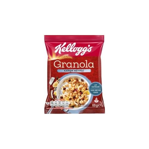 KELLOGS GRANOLA MEYVELİ 60GR(KOLİ İÇİ 10 AD)