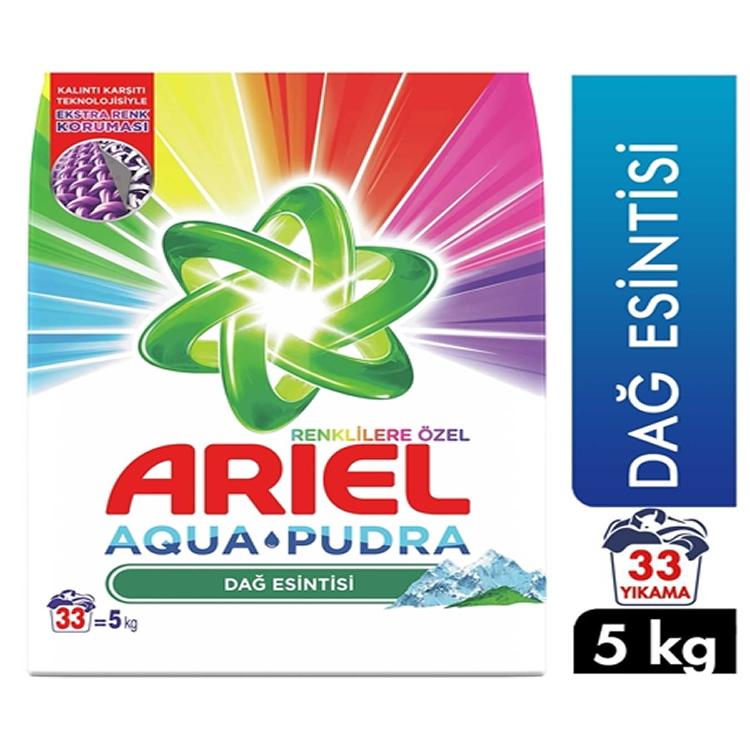 Ariel Toz Çamaşır Deterjanı 5 kg 33 Yıkama Dağ Esintisi Renkliler için