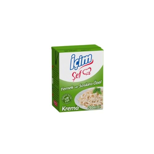 İÇİM ŞEF KREMA YARIM YAĞLI YEMEKLİK 200 ML(KOLİ İÇİ 27 AD)