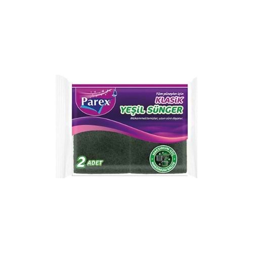 PAREX KLASİK YEŞİL DÜZ SÜNGER 2 li (PAKET İÇİ 24 AD)