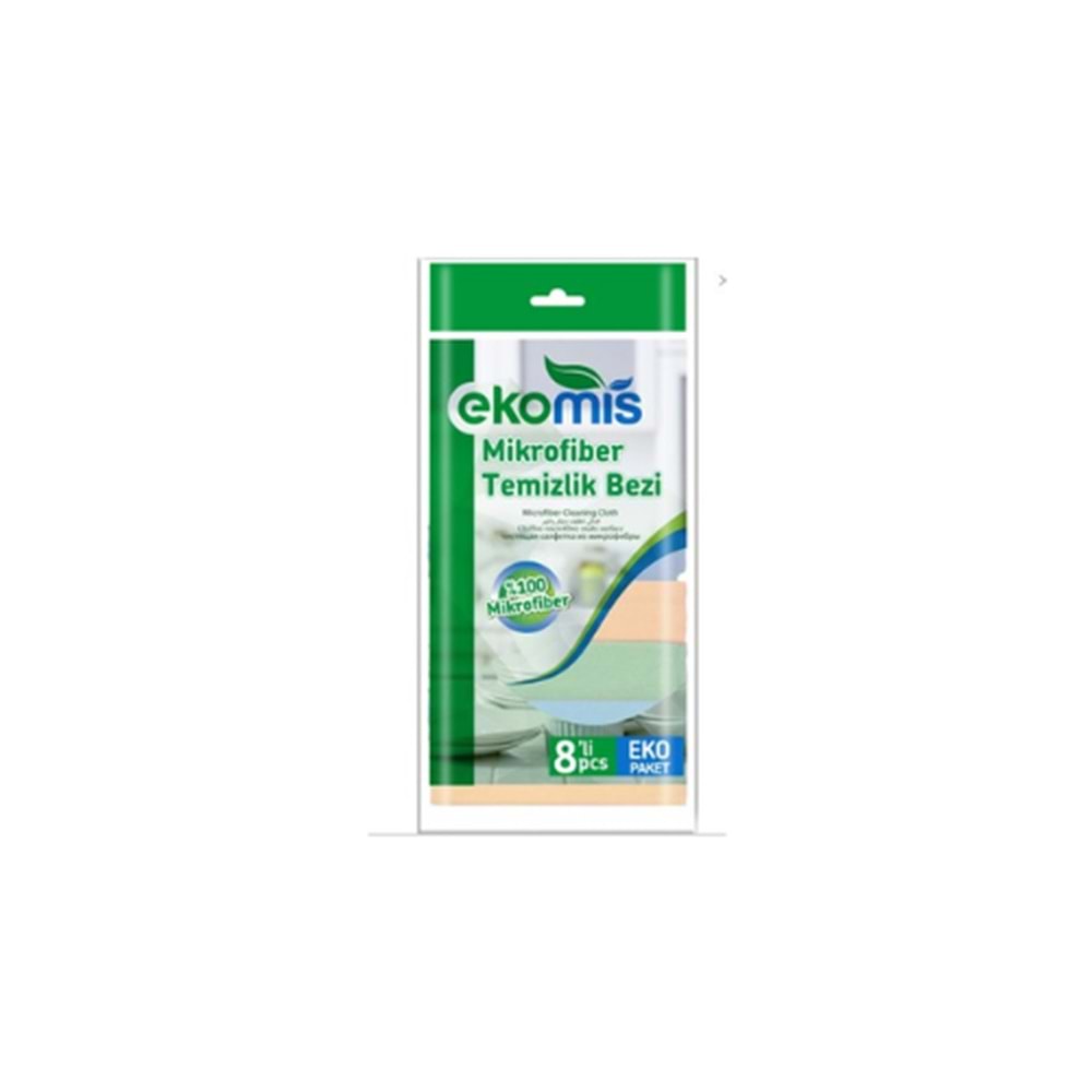 EKOMİS MİKROFİBER TEMİZLİK BEZİ 8'Lİ EKO PAKET(KOLİ İÇİ 24 AD)