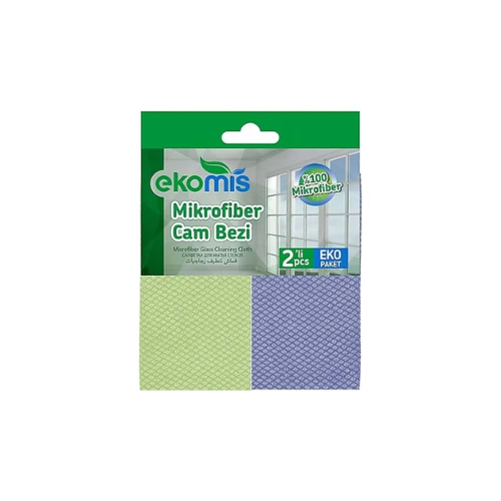 EKOMİS MİKROFİBER CAM BEZİ 2'Lİ(KOLİ İÇİ 24 AD)