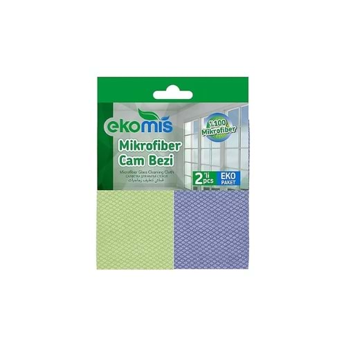 EKOMİS MİKROFİBER CAM BEZİ 2'Lİ(KOLİ İÇİ 24 AD)