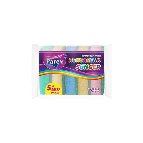 PAREX RENGARENK DÜZ SÜNGER 5 Lİ(PAKET İÇİ 24 AD)