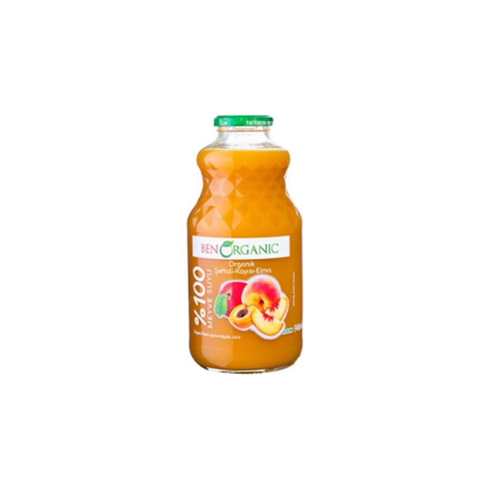 BEN ORGANİC ŞEFTALİ KAYISI ELMA SUYU 946 ML